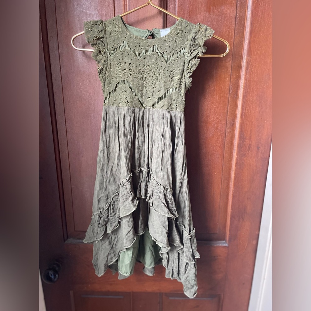 Girls size 7 green dress